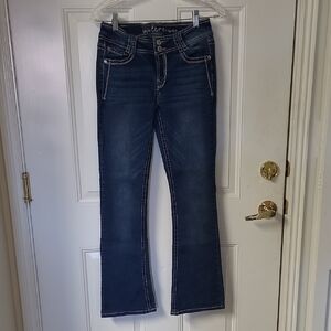 Wallflower Dark Blue Bootcut Jeans with Contrast Stitching